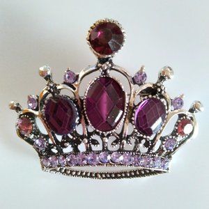 Vintage Style Purple Rhinestone Brooch